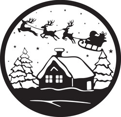 santa claus and house