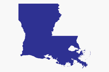 Vector graphic artwork suitable for print and web containing flat detailed map of LOUISIANA