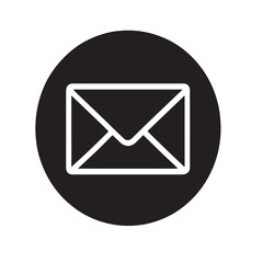 Black and White Mail Envelope Icon &ndash; Email Symbol in Circle
