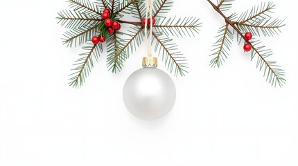 Shiny ornaments arranged in minimalist balance, 16:9 composition tailored for holiday marketing and design resources