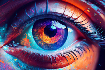 Macro image of eye with intricate iris promoting biological education and visual storytelling

