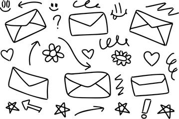 Envelope pack. Black and white hand drawn art for correspondence or event invites.