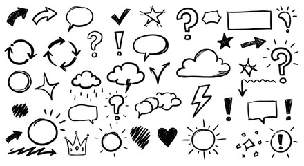Dynamic hand-drawn icons spark ideas, convey messages, and celebrate success with vibrant energy
