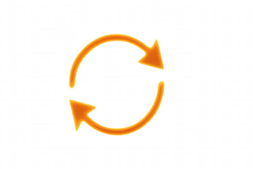 Circular arrows spinning clockwise, representing continuous process, repetition, cyclic motion on transparent backdrop