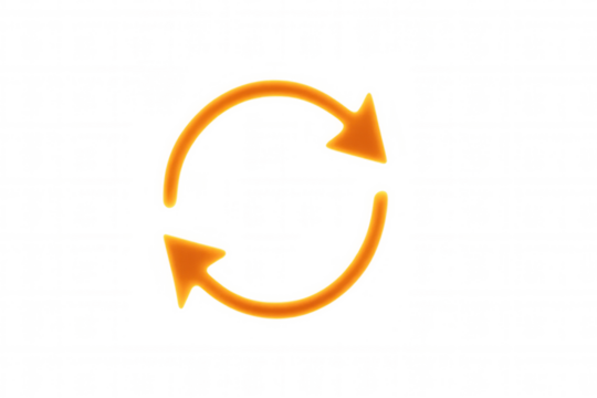 Circular arrows spinning clockwise, representing continuous process, repetition, cyclic motion on transparent backdrop