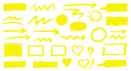 Dynamic yellow highlight markers and shapes add emphasis to any creative project