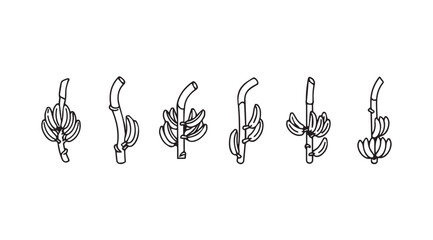 Collection of six stylized cactus silhouettes in a row silhouette