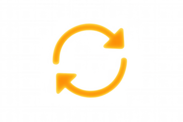 Orange arrows circling clockwise, representing continuous workflow, iteration, and seamless refresh process against transparent backdrop