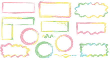 Hand drawn pastel frames and borders for artistic design projects, perfect for invitations