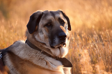 A relaxed Anatolian Shepherd Dog in nature, captured to promote empathy, mindfulness, and educational values about animal care.
