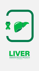 National Liver Awareness Month. Template use to Healthcare Campaigns, health and liver cancer. background,poster,banner,cards,abstract design for mobile responsive

