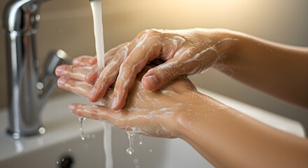 Washing hands with soap and water
