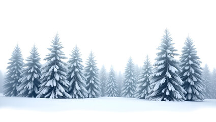 Ecology A snow-covered spruce forest, scene isolated on a white background, for winter ecosystem visuals, biodiversity education, and nature (2)
