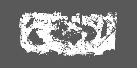 White residue of white torn peeled off paper and glue residues on the wall bg. Pieces of propaganda announcement or advertisement in urban space. Textured old poster. Vector illustration.