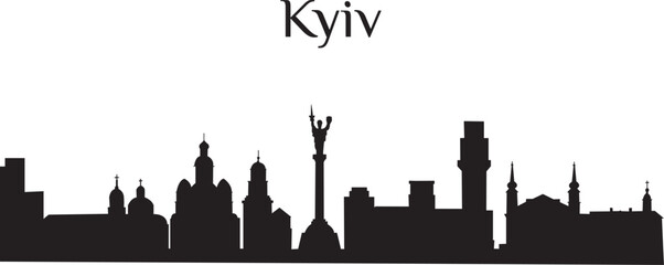 Obraz premium Vector outline of Kyiv city skyline