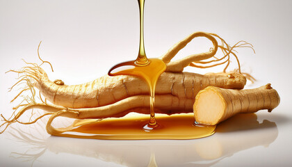 “Fresh Ginseng Roots and Textures – Hyper-Realistic Ingredient Photography”