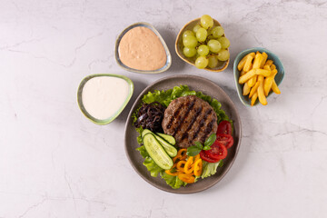 Beef burger without a bun