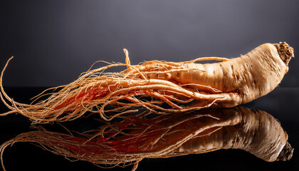 “Fresh Ginseng Roots and Textures – Hyper-Realistic Ingredient Photography”