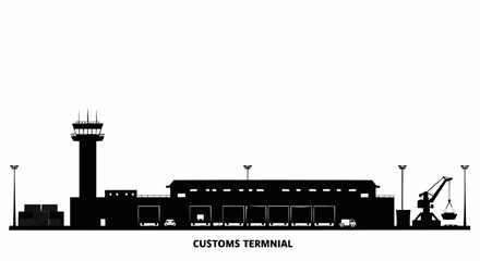 Obraz premium Silhouette of a customs terminal.
