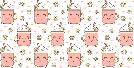 Kawaii Christmas Mug 16oz Libbey Glass Can Wrap: Groovy Holiday Sweet Tumbler Sublimation Design