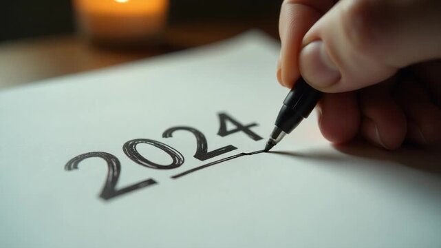A person writes the date on a piece of paper