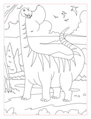 Brontosaurus Eating from a Tree Coloring Page: Peaceful Herbivore Scene