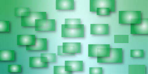 Minimalistic geometric blue abstract background. Abstract geometric background with levitating square shape. Abstract modern green background with gradient color and stylish line and square decoration