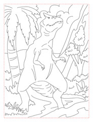 Tyrannosaurus Rex True Leader Coloring Page: Alpha Dinosaur Scene