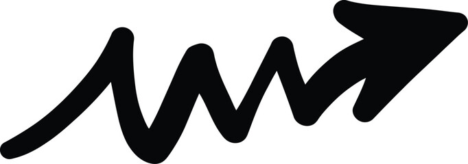A simple black hand drawn arrow illustration on transparent background