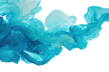 Fototapeta premium Abstract light blue ink flow brush shape transparent PNG isolated background. Vibrant, vivid, colorful art, bright swirl texture design