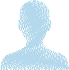 Pale blue sketched head silhouette with diagonal lines on transparent background © nhpvect02