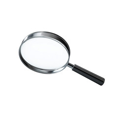 3D magnifying glass, chrome lens, black handle