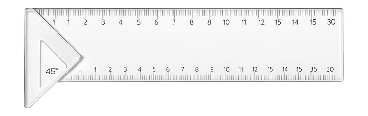 Ruler with transparent corner for angle measurement