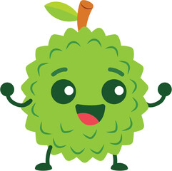 Cartoon cute and happy durian tropical fruit character illustration