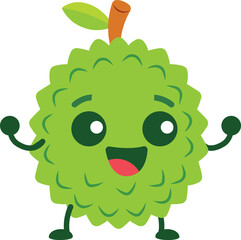 Cartoon cute and happy durian tropical fruit character illustration