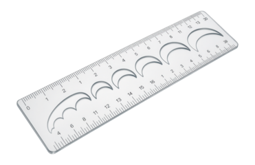 Ruler with integrated template for crescents