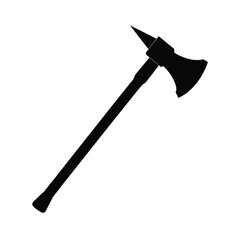 Minimalist black axe silhouette on clean white background for design projects