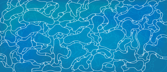 Vector water surface background. Abstract blue wavy pattern with organic shapes. Ideal for aquatic, summer, and clean design concepts.