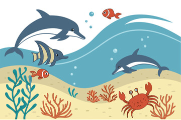 Nautical Marine Life Vector Set
