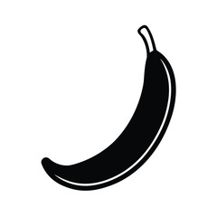 Simple black silhouette of a banana on a clean white background