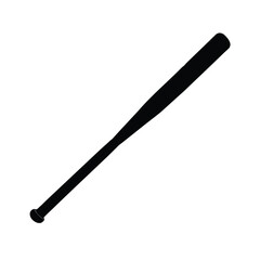 Simple black silhouette of a baseball bat on a white background