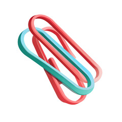 Abstract paperclips, intertwined, vibrant colors