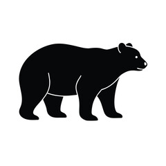 Minimalist black bear silhouette on a clean white background