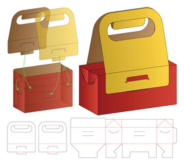 Printable Handle Box Template with Die-Cut and Flat Layout