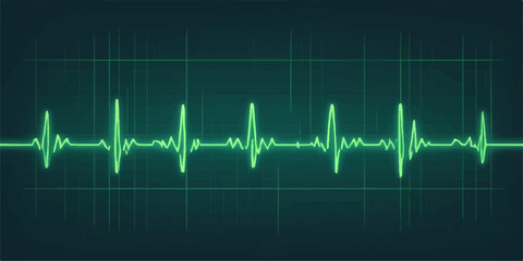 The rhythmic green cardiogram on the monitor displays a healthy heartbeat pulse, a graphic illustration of life