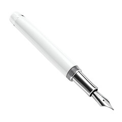 Sleek white fountain pen, metallic details