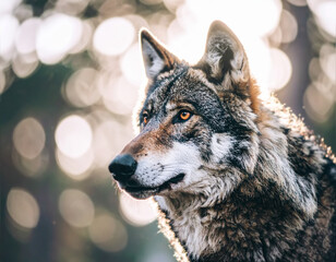 Fototapeta premium Portrait of a wolf, close-up