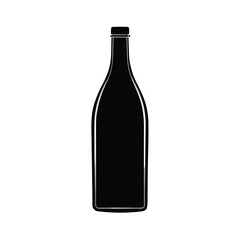 Minimalist black silhouette of a bottle on a clean white background