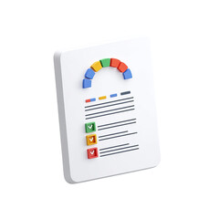 White document with colorful graphic, checklist