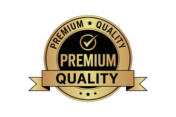 Golden premium quality seal for product guarantee and assurance mark
